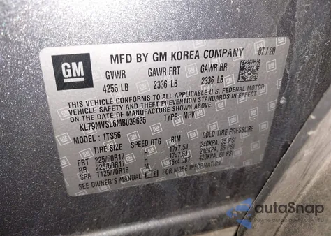 2021 Chevrolet Trailblazer Fwd Activ z USA, uszkodzony, nr VIN KL79MVSL6MB039635